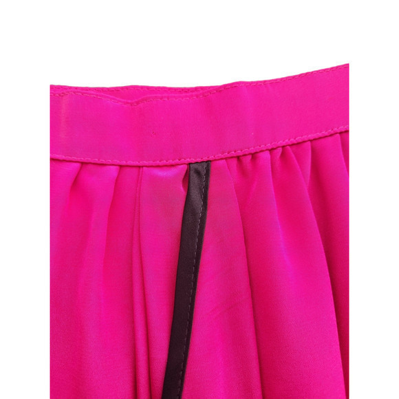 Vintage Pink Black Side Zip Ruffle Lined Barbiecore Flared Gathered Midi Skirt - Picture 7 of 10